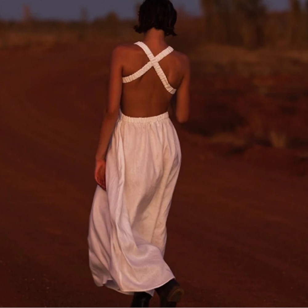 SIR the label White Linen Backless Dress
